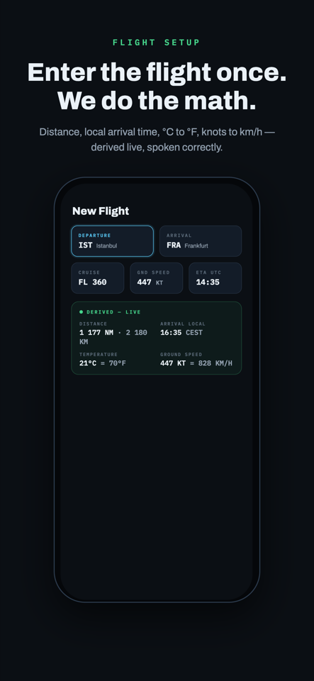 Flight form — enter the data once